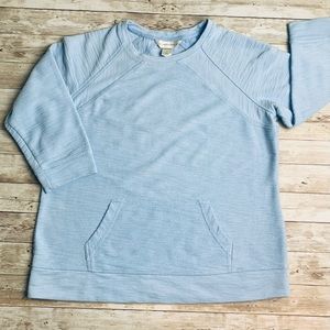 Christopher & Banks blue sweater large front pocket EUC S